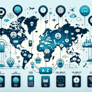 An infographic illustrating different types of VoIP termination services including A-Z, SIP, and wholesale.