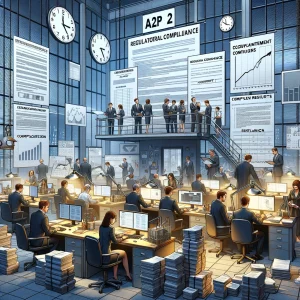 Illustration of common challenges in A2P messaging, highlighting delivery issues, regulatory compliance, scalability concerns, and security risks.