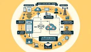 An illustration of SMS communication between mobile devices.