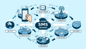 An illustration of SMS communication between mobile devices.