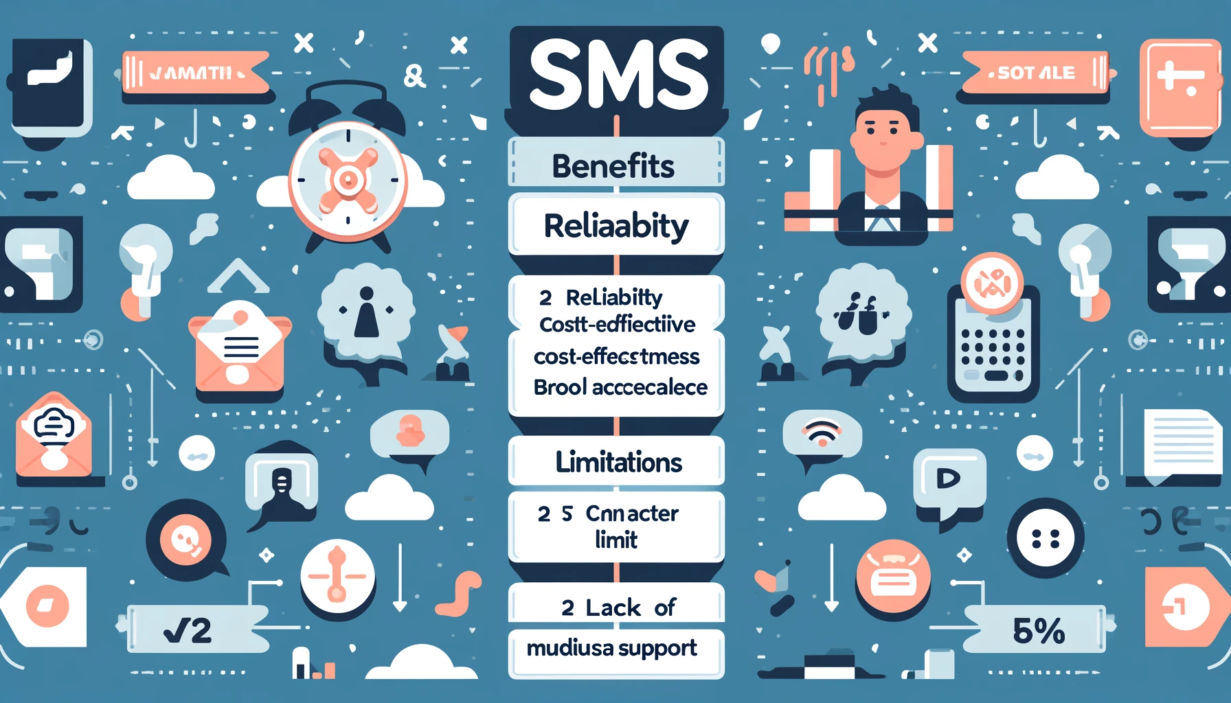An illustration of SMS communication between mobile devices.