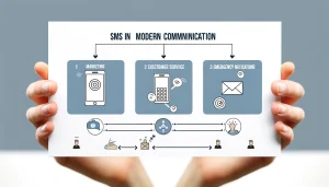 An illustration of SMS communication between mobile devices.