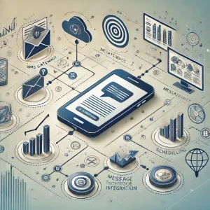 Bulk SMS service illustration showing message delivery process