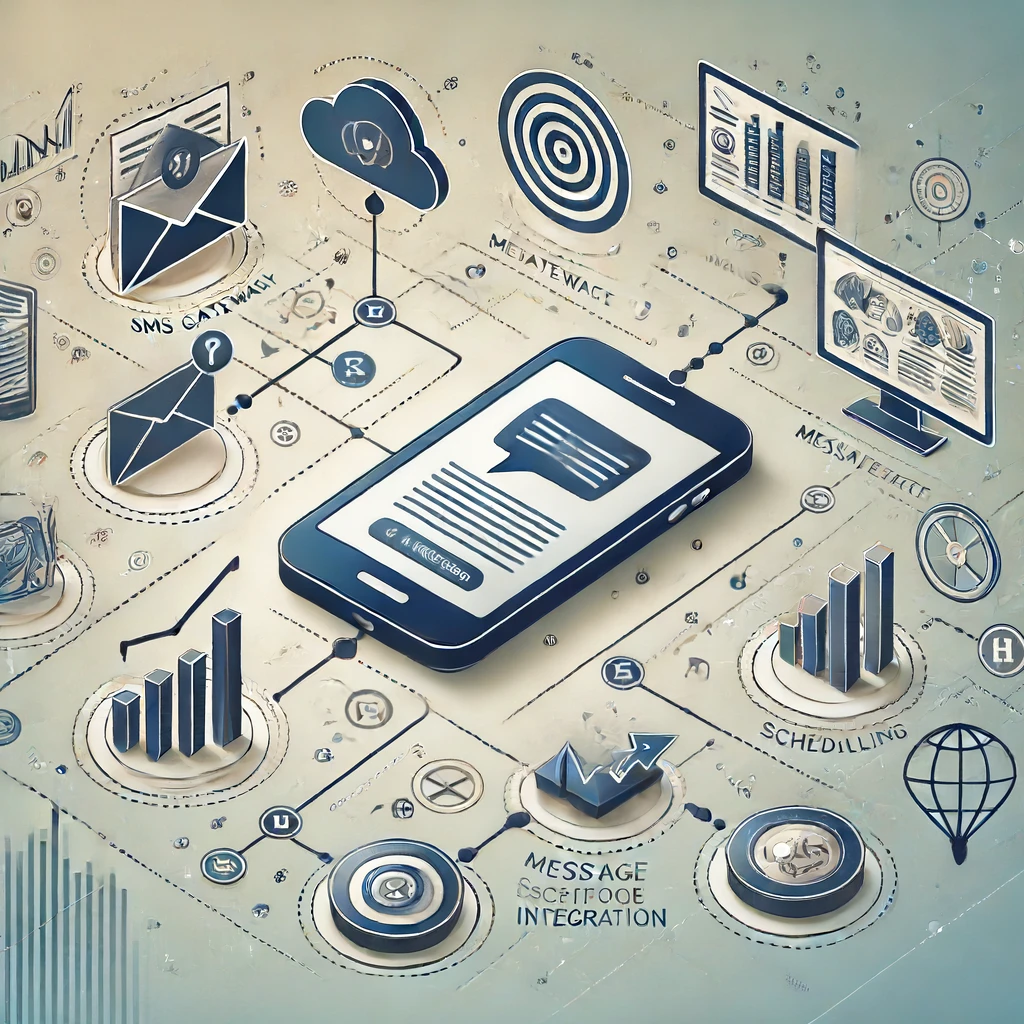 Bulk SMS service illustration showing message delivery process