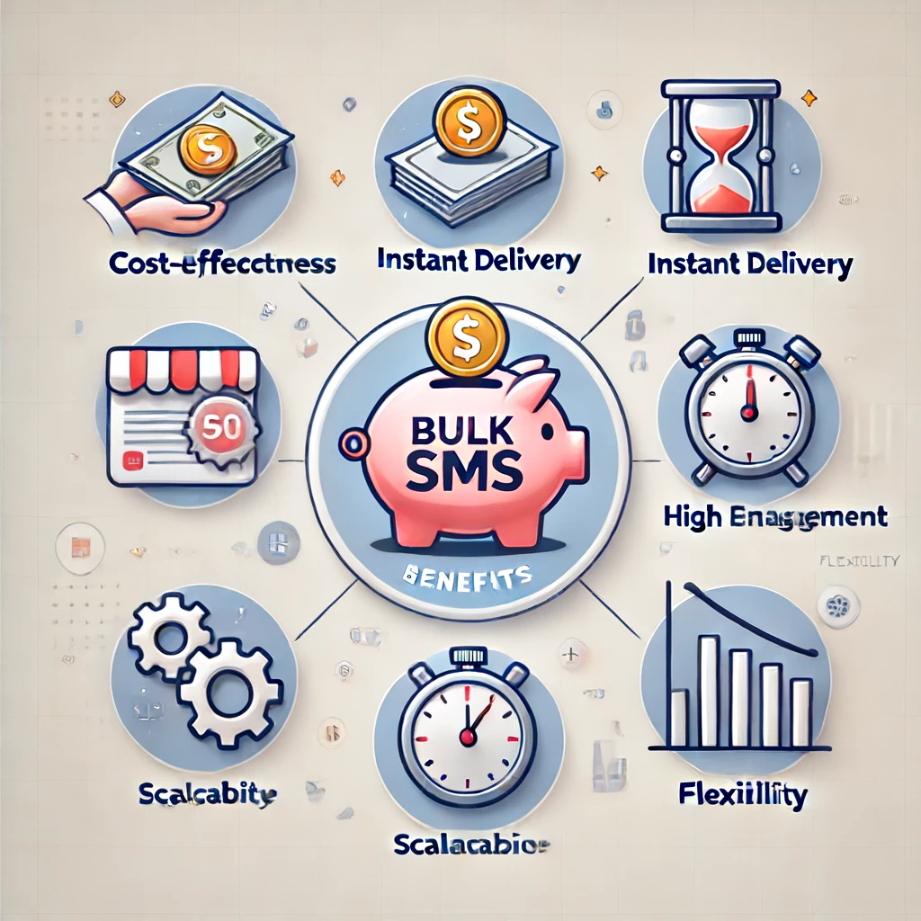 Bulk SMS service illustration showing message delivery process