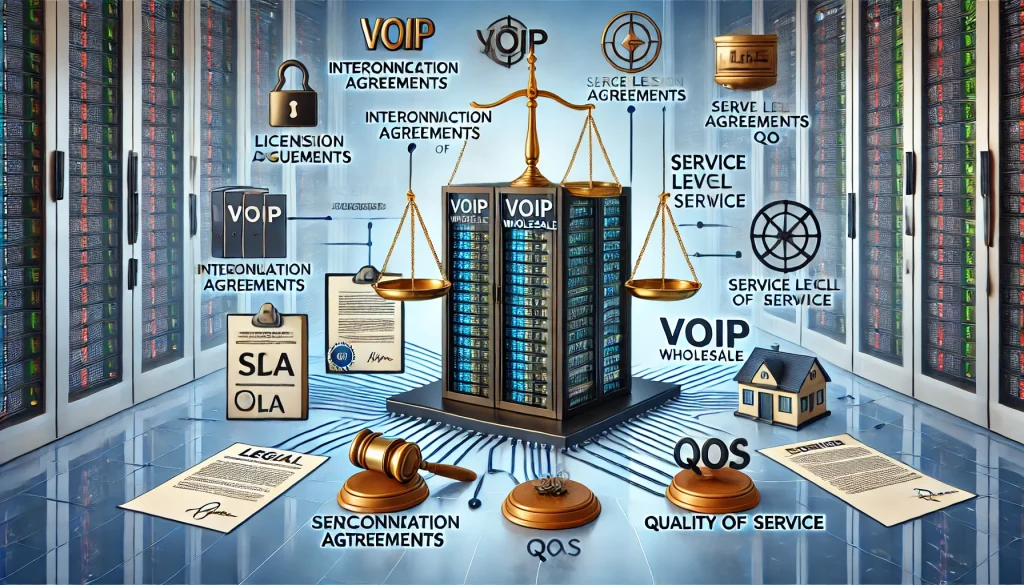 The image illustrating the operational legal requirements for VoIP wholesale has been created. If you need any further adjustments or additional elements, please let me know!