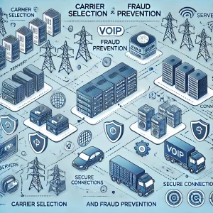 An illustration of VoIP termination process highlighting cost savings and enhanced quality through various optimization techniques.