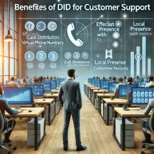 A customer support representative using Direct Inward Dialing (DID) to handle calls efficiently.
