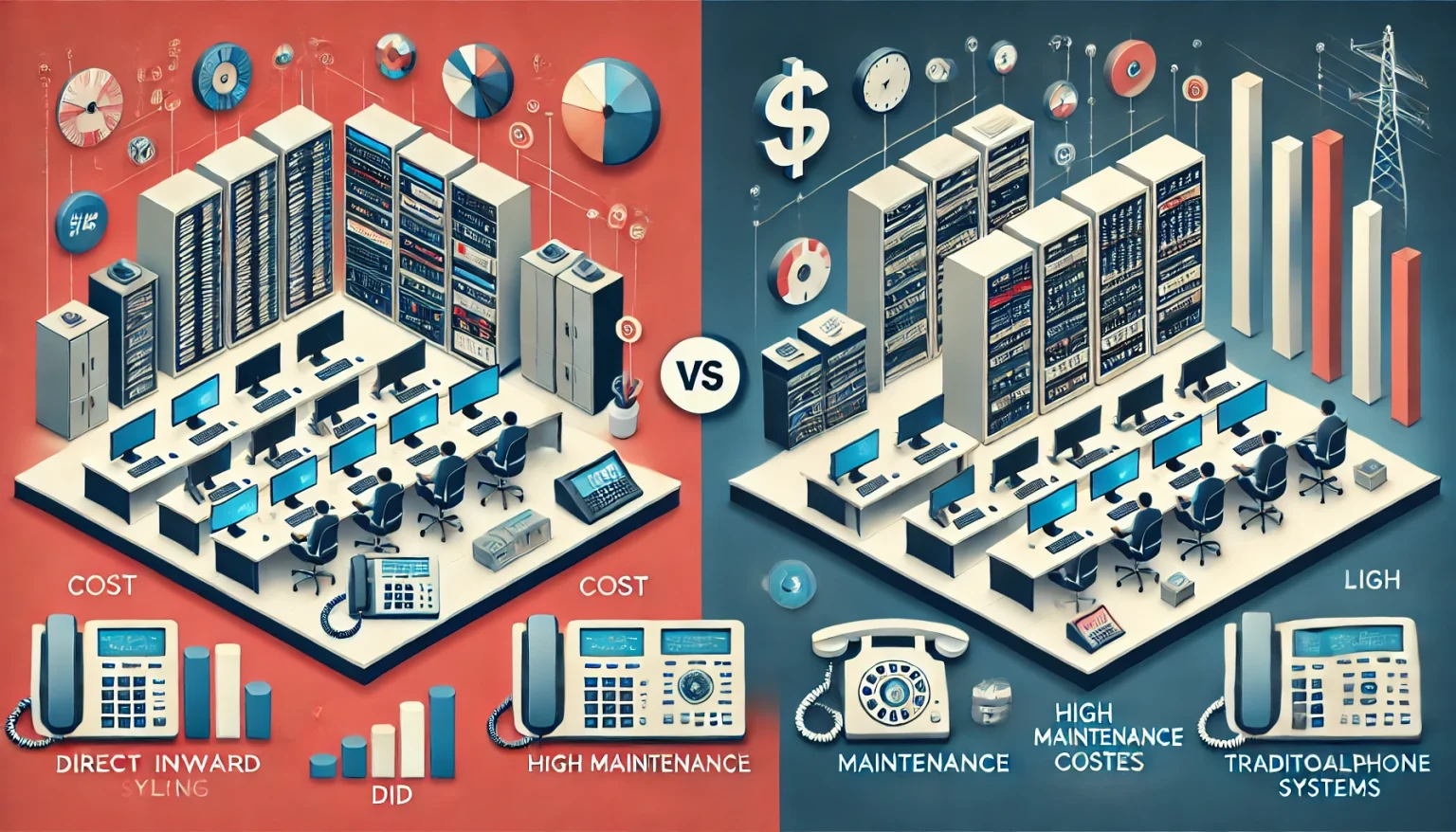 A comparison between Direct Inward Dialing (DID) and traditional telephone systems, highlighting their benefits and differences.