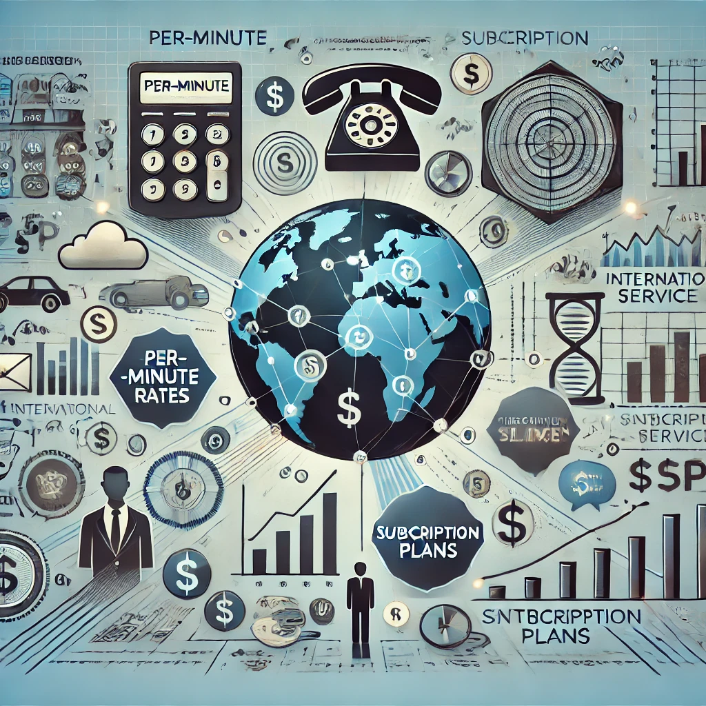 Illustration of international VoIP provider, showcasing reliability, cost, features, and legal compliance.